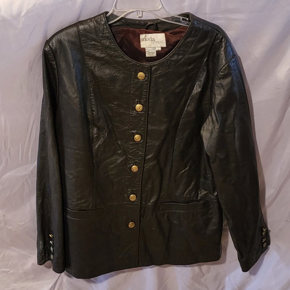 MODA SPIEGEL WOMENS LEATHER JACKET SIZE 16